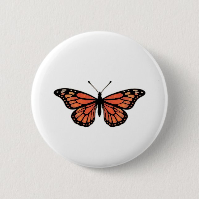 Vibrant Monarch Butterfly Illustration on Light Ba 2 Inch Round Button (Front)