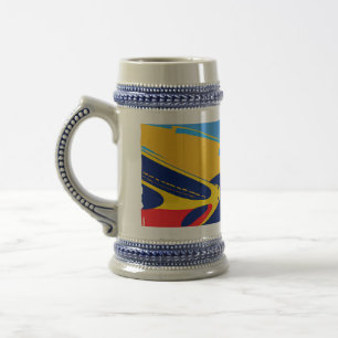 Vibrant Monarch Butterfly Illustration on Light Ba Beer Stein