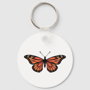 Vibrant Monarch Butterfly Illustration on Light Ba Keychain