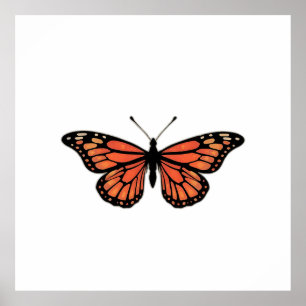 Vibrant Monarch Butterfly Illustration on Light Ba Poster