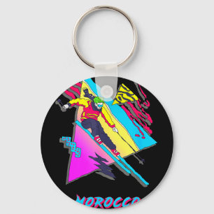 Vibrant morocco ski skier skiing adventure graphic keychain