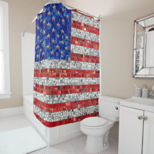 Vibrant Mosaic American Flag Stained Glass 