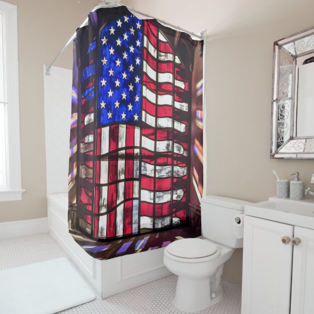 Vibrant Mosaic American Flag Stained Glass  (In Situ)