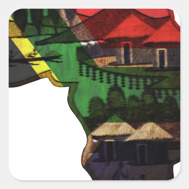 Vibrant Mosaic of Africa: Decorative Pattern Art  Square Sticker (Front)
