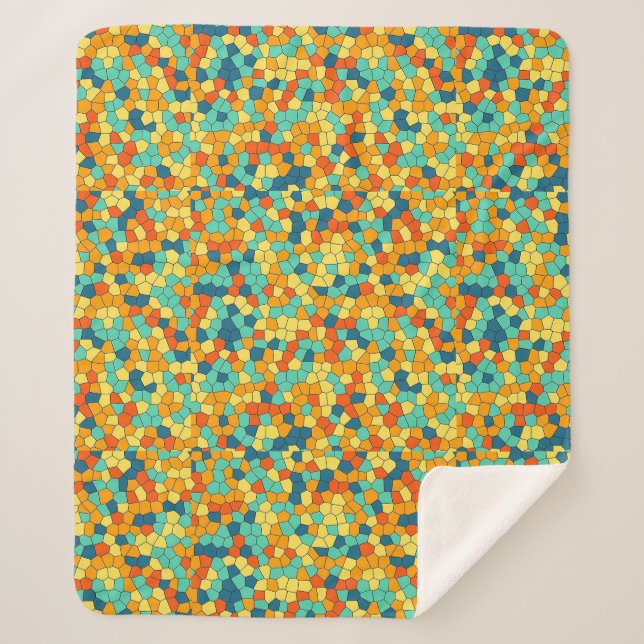 Vibrant mosaic pattern sherpa blanket (Front)