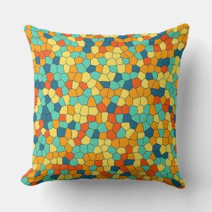 Vibrant mosaic pattern throw pillow