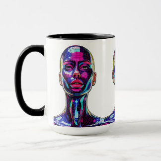 Vibrant Mosaic Portrait of a Modern Woman Mug