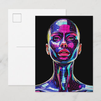 Vibrant Mosaic Portrait of a Modern Woman Postcard