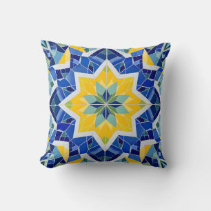 Vibrant Mosaic Star Pattern.Modern Outdoor Throw Pillow
