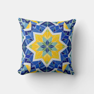 Vibrant Mosaic Star Pattern.Modern Outdoor Throw Pillow