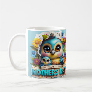 Vibrant Mother day Bird With Chick design Coffee Mug