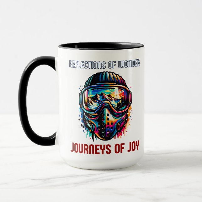 Vibrant Mountain Adventure Reflection Mug (Left)