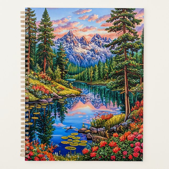 🏔️ Vibrant Mountain Landscape Reflection Nature  Planner (Front)