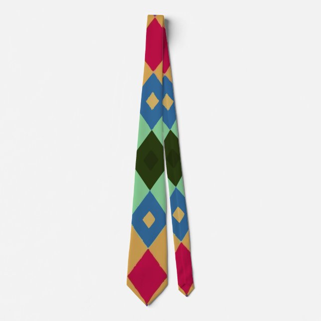 Vibrant Multi-Color Diamond on Yellow, Bold  Tie (Front)