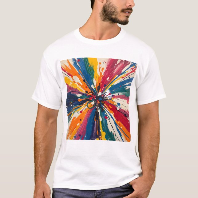 Vibrant Multi-Colour Paint Splatter Burst Graphic  T-Shirt (Front)