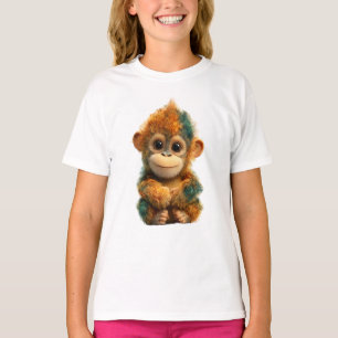Vibrant Multi-Coloured Baby Monkey Kids T-Shirt