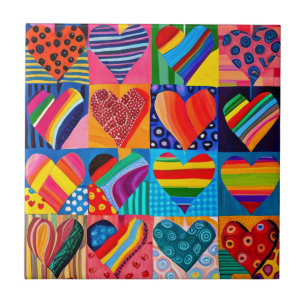 Vibrant multi heart tile