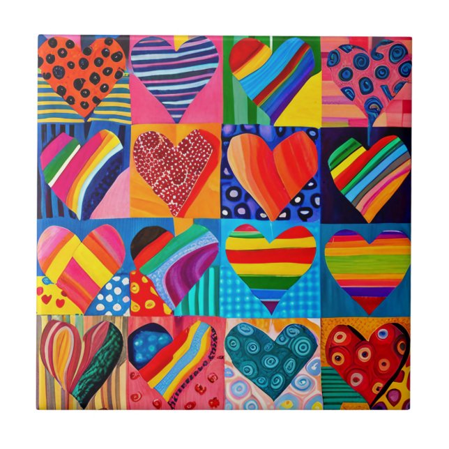 Vibrant multi heart tile (Front)