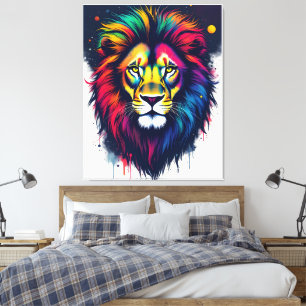 Vibrant multicolor abstract Lion Canvas Print