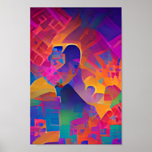 Vibrant multicolor beautiful purple yellow fuchsia poster
