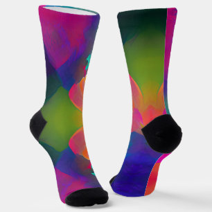 Vibrant multicolor beautiful purple yellow fuchsia socks