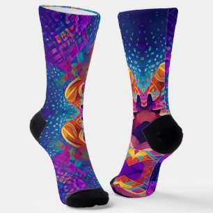 Vibrant multicolor beautiful purple yellow fuchsia socks
