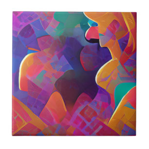 Vibrant multicolor beautiful purple yellow fuchsia tile