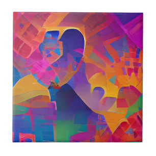 Vibrant multicolor beautiful purple yellow fuchsia tile