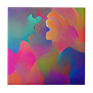 Vibrant multicolor beautiful purple yellow fuchsia tile