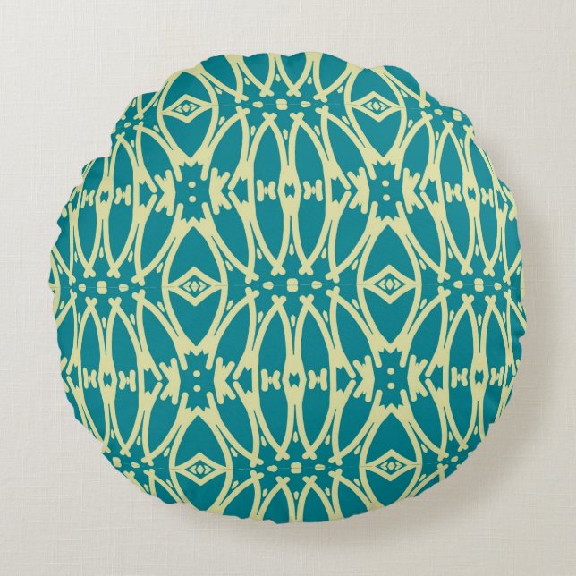 Vibrant multicolor classic fabric pattern design  round pillow (Front)