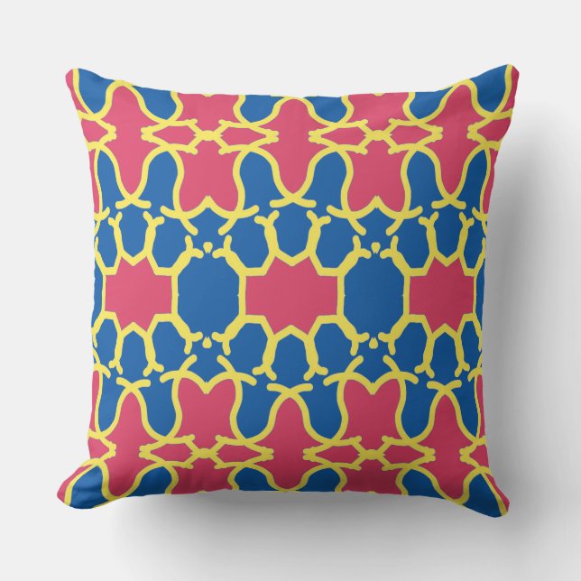 Vibrant multicolor classic fabric pattern design t throw pillow (Front)