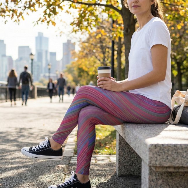 Vibrant Multicolor Diagonal Wave Leggings (Creator Uploaded)