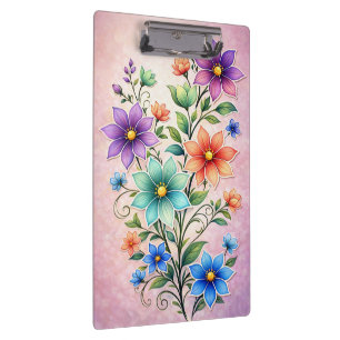 Vibrant Multicolor Floral Spray Illustration Clipboard
