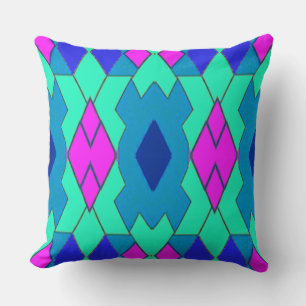 Vibrant multicolor geometric pattern design throw pillow