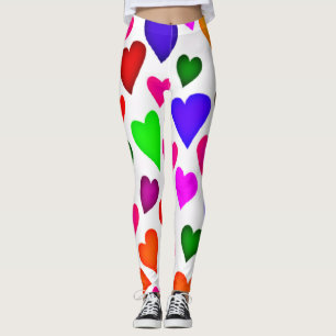 Vibrant Multicolor Heart Pattern Leggings
