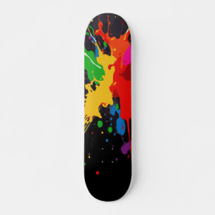 Vibrant Multicolor Paint Splash Abstract Design Skateboard