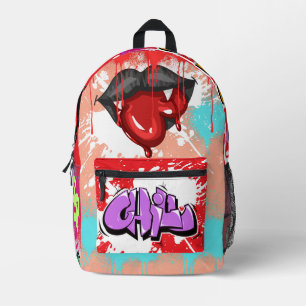 Vibrant multicolor vampire Spray painting Graffiti Printed Backpack