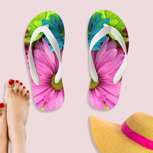 Vibrant Multicolored Daisy Floral Kid's Flip Flops