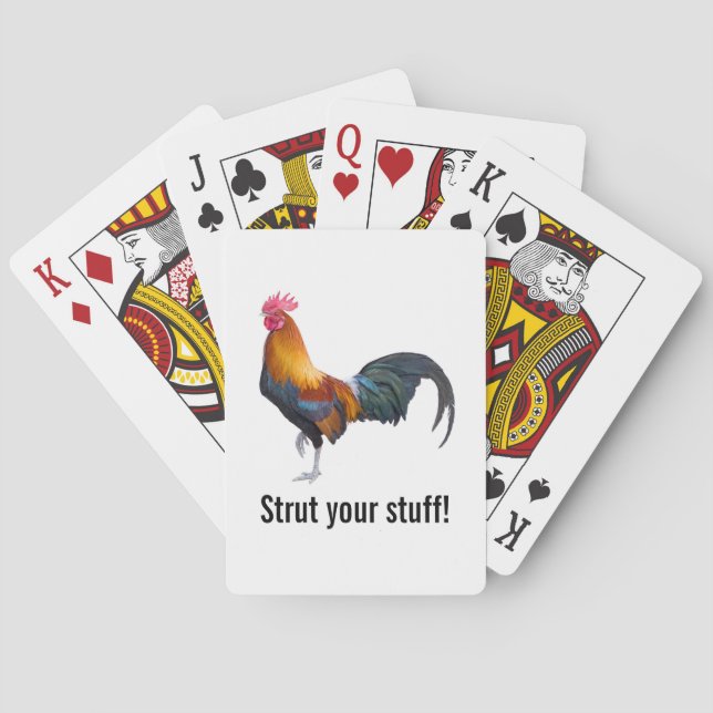vibrant Multicolored Rooster Classic Playing Cards (Back)