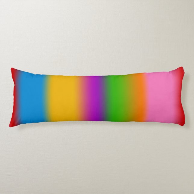 Vibrant Multicolour Rainbow Gradient Stripes  Body Pillow (Front)