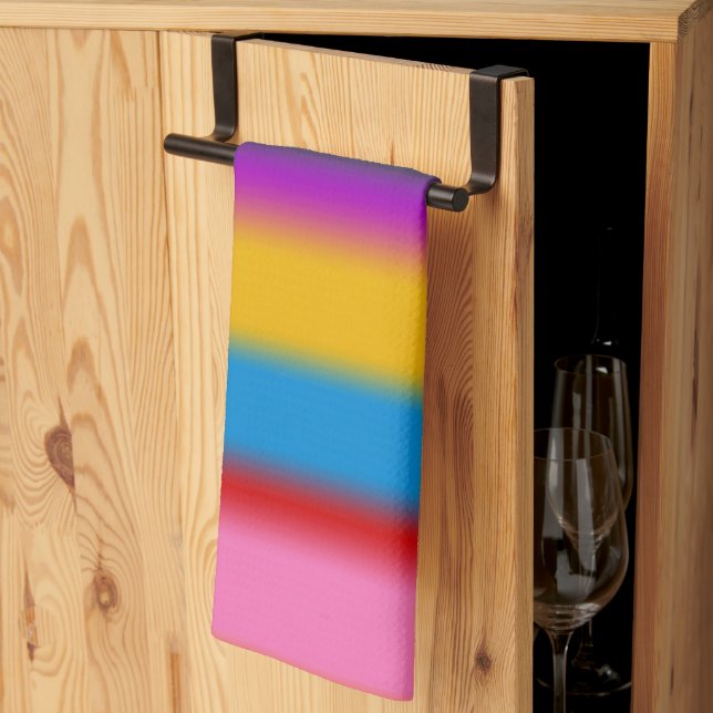 Vibrant Multicolour Rainbow Gradient Stripes  Kitchen Towel (Thirds Fold)