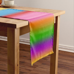 Vibrant Multicolour Rainbow Gradient Stripes  Short Table Runner