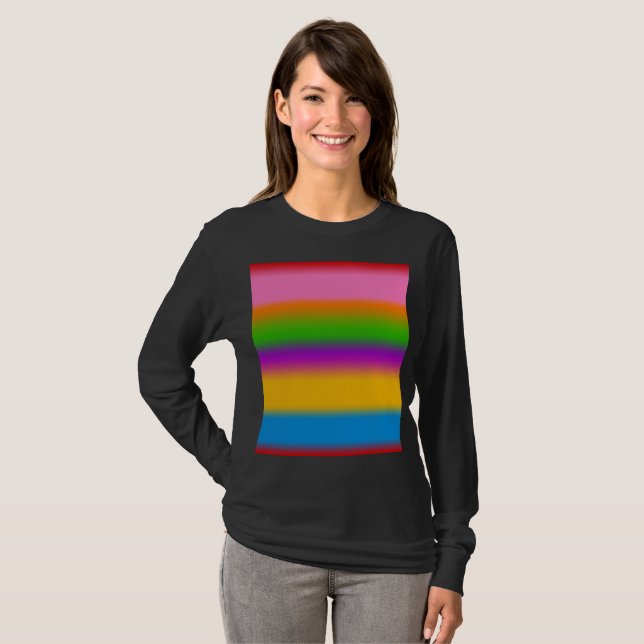 Vibrant Multicolour Rainbow Gradient Stripes  T-Shirt (Front Full)