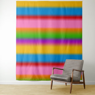Vibrant Multicolour Rainbow Gradient Stripes Tapestry