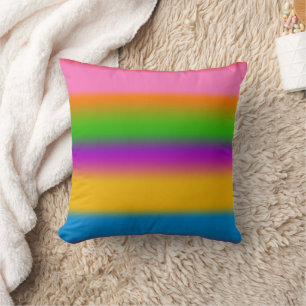 Vibrant Multicolour Rainbow Gradient Stripes Throw Pillow