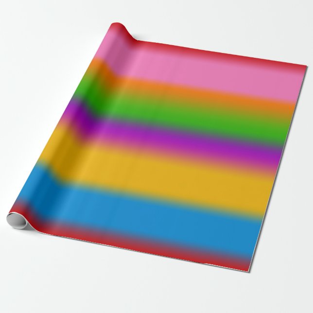 Vibrant Multicolour Rainbow Gradient Stripes  Wrapping Paper (Unrolled)