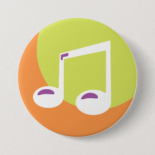 Vibrant Musical Note Double Eighth 3 Inch Round Button