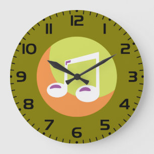 Vibrant Musical Note Double Eighth Large Clock