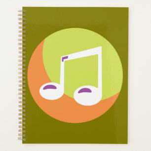 Vibrant Musical Note Double Eighth Planner