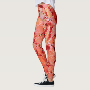 Vibrant Natural Red Leaves Leggings